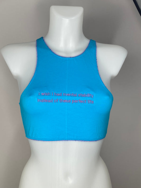 SAMPLE Embroidered Racer Crop Top - Small